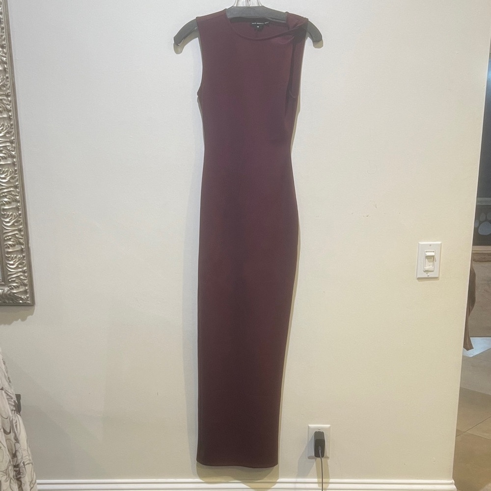 Like New Good American Burgundy Scuba Twist Tank Maxi Dress Size XS - Picture 3 of 10